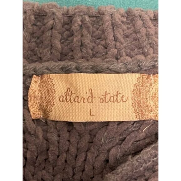 Altar'd State NWT  Women's Cable Knit Cropped Sweater L Steel Blue 100% Polyeste - Picture 3 of 16